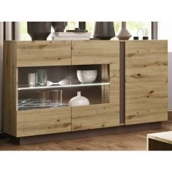 VENTE-UNIQUE.COM Buffet MURARI - 3 Portes - Avec LEDs - Chêne Et Taupe - Naturel Clair -Buffet et enfilade Soldes 55883783 3