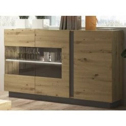 VENTE-UNIQUE.COM Buffet MURARI - 3 Portes - Avec LEDs - Chêne Et Taupe - Naturel Clair -Buffet et enfilade Soldes 55883783 4
