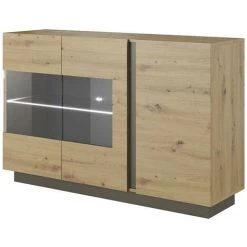 VENTE-UNIQUE.COM Buffet MURARI - 3 Portes - Avec LEDs - Chêne Et Taupe - Naturel Clair -Buffet et enfilade Soldes 55883783 5