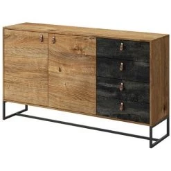 VENTE-UNIQUE.COM Buffet - 2 Portes Et 4 Tiroirs - Noyer Et Anthracite - MALONSKI - Gris Anthracite, Naturel Foncé -Buffet et enfilade Soldes 55883801 3