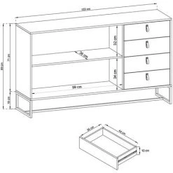 VENTE-UNIQUE.COM Buffet - 2 Portes Et 4 Tiroirs - Noyer Et Anthracite - MALONSKI - Gris Anthracite, Naturel Foncé -Buffet et enfilade Soldes 55883801 4