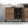 VENTE-UNIQUE.COM Buffet - 4 Tiroirs Et 1 Porte - Noyer Et Anthracite - MALONSKI - Gris Anthracite, Naturel Foncé