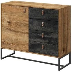 VENTE-UNIQUE.COM Buffet - 4 Tiroirs Et 1 Porte - Noyer Et Anthracite - MALONSKI - Gris Anthracite, Naturel Foncé 6 VENTE-UNIQUE.COM Buffet - 4 Tiroirs Et 1 Porte - Noyer Et Anthracite - MALONSKI - Gris Anthracite, Naturel Foncé -Buffet et enfilade Soldes 55883804 3