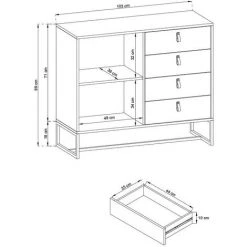 VENTE-UNIQUE.COM Buffet - 4 Tiroirs Et 1 Porte - Noyer Et Anthracite - MALONSKI - Gris Anthracite, Naturel Foncé 7 VENTE-UNIQUE.COM Buffet - 4 Tiroirs Et 1 Porte - Noyer Et Anthracite - MALONSKI - Gris Anthracite, Naturel Foncé -Buffet et enfilade Soldes 55883804 4