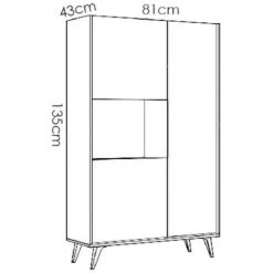 VENTE-UNIQUE.COM Buffet Haut KOLYMA - 3 Portes & 1 Niche - Coloris : Chêne & Anthracite - Gris Anthracite, Naturel Clair -Buffet et enfilade Soldes 55884041 5