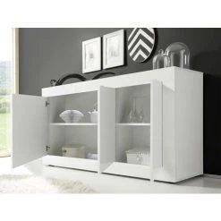 VENTE-UNIQUE.COM Buffet COMETE - 3 Portes - Blanc Laqué - Blanc -Buffet et enfilade Soldes 55884157 4