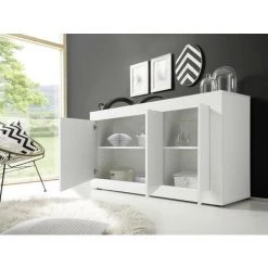 VENTE-UNIQUE.COM Buffet COMETE - 3 Portes - Blanc Laqué - Blanc -Buffet et enfilade Soldes 55884157 5
