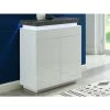 VENTE-UNIQUE.COM Buffet Haut HALO II - 2 Portes & 1 Tiroir - MDF Laqué - Avec LEDs - Blanc & Béton - Gris, Blanc