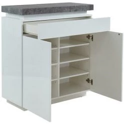 VENTE-UNIQUE.COM Buffet Haut HALO II - 2 Portes & 1 Tiroir - MDF Laqué - Avec LEDs - Blanc & Béton - Gris, Blanc -Buffet et enfilade Soldes 55884236 2