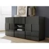 VENTE-UNIQUE.COM Buffet CALISTO - LEDs - 2 Portes & 2 Tiroirs - Anthracite Laqué - Gris Anthracite