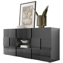 VENTE-UNIQUE.COM Buffet CALISTO - LEDs - 2 Portes & 2 Tiroirs - Anthracite Laqué - Gris Anthracite -Buffet et enfilade Soldes 55884315 4