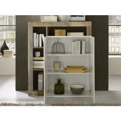 VENTE-UNIQUE.COM Buffet Haut SEFRO - 2 Portes Et 4 Niches - Blanc Laqué Et Chêne - Naturel Clair, Blanc 9 VENTE-UNIQUE.COM Buffet Haut SEFRO - 2 Portes Et 4 Niches - Blanc Laqué Et Chêne - Naturel Clair, Blanc -Buffet et enfilade Soldes 55884464 5