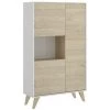 VENTE-UNIQUE.COM Buffet Haut KOLYMA - 3 Portes & 1 Niche - Coloris : Chêne & Blanc - Naturel Clair, Blanc
