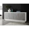 VENTE-UNIQUE.COM Buffet TARANI - 4 Portes - Coloris : Blanc Et Béton - Gris, Blanc