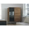 VENTE-UNIQUE.COM Buffet Haut - 2 Portes - Avec LEDs - Noyer Et Anthracite - MALONSKI - Gris Anthracite, Naturel Foncé