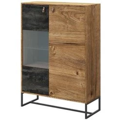 VENTE-UNIQUE.COM Buffet Haut - 2 Portes - Avec LEDs - Noyer Et Anthracite - MALONSKI - Gris Anthracite, Naturel Foncé 6 VENTE-UNIQUE.COM Buffet Haut - 2 Portes - Avec LEDs - Noyer Et Anthracite - MALONSKI - Gris Anthracite, Naturel Foncé -Buffet et enfilade Soldes 55885253 3