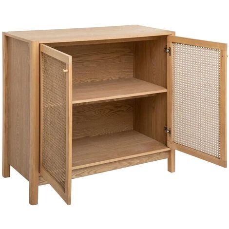 Buffet En Bois Et Cannage Rotin Coloris Beige - Longueur 100 X Profondeur 45 X Hauteur 89,5 Cm -PEGANE- 2 Buffet En Bois Et Cannage Rotin Coloris Beige - Longueur 100 X Profondeur 45 X Hauteur 89,5 Cm -PEGANE- – Image 2