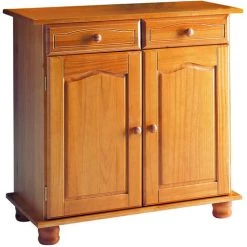 Buffet 2 Portes En Pin Massif Coloris Miel - Longueur 88 X Profondeur 42 X Hauteur 86 Cm -PEGANE-