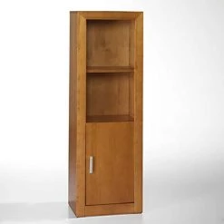 Meuble De Rangement polyvalent 1 Porte en Pin Massif Coloris Cerisier - Longueur 50 X Profondeur 37 x Hauteur 151,5 cm -PEGANE-