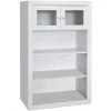 Meuble De Rangement polyvalent en MDF Et Pin Massif Laqué Blanc - Longueur 100 X Profondeur 37 x Hauteur 151,5 cm -PEGANE-