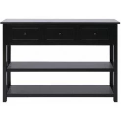 VidaXL Buffet Noir 108x30x76 Cm Bois De Paulownia Massif - Noir 6 VidaXL Buffet Noir 108x30x76 Cm Bois De Paulownia Massif - Noir -Buffet et enfilade Soldes 55908980 2