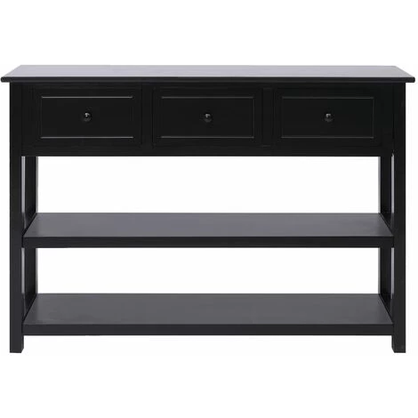 VidaXL Buffet Noir 108x30x76 Cm Bois De Paulownia Massif - Noir 2 VidaXL Buffet Noir 108x30x76 Cm Bois De Paulownia Massif - Noir – Image 2