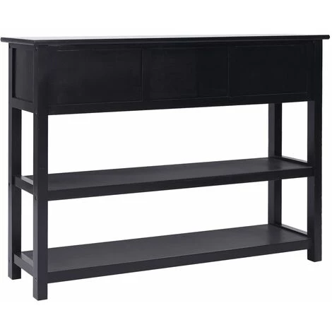 VidaXL Buffet Noir 108x30x76 Cm Bois De Paulownia Massif - Noir 4 VidaXL Buffet Noir 108x30x76 Cm Bois De Paulownia Massif - Noir – Image 4