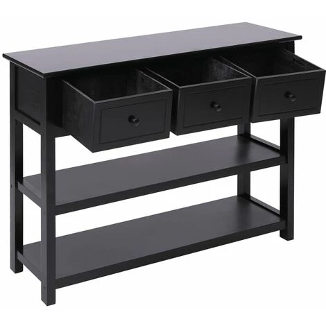 VidaXL Buffet Noir 108x30x76 Cm Bois De Paulownia Massif - Noir 5 VidaXL Buffet Noir 108x30x76 Cm Bois De Paulownia Massif - Noir – Image 5