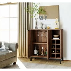 HAPPYSHOPPING Armoire à Vin Modern Wood Kitchen Buffet Sideboard, 86 Cm, Noyer Foncé 8 HAPPYSHOPPING Armoire à Vin Modern Wood Kitchen Buffet Sideboard, 86 Cm, Noyer Foncé -Buffet et enfilade Soldes 56080848 4