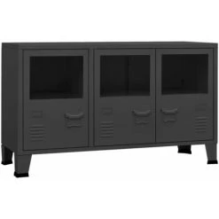 Buffet Industriel Anthracite 105x35x62 Cm Métal Et Verre VidaXL -Buffet et enfilade Soldes 56081884 2