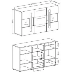 PRICE FACTORY Buffet 180cm Collection BREDA Deux Portes Partiellement Vitrées Et Trois Tiroirs. Coloris Chêne - Marron 9 PRICE FACTORY Buffet 180cm Collection BREDA Deux Portes Partiellement Vitrées Et Trois Tiroirs. Coloris Chêne - Marron -Buffet et enfilade Soldes 56085723 5