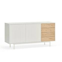 Buffets BOBOCHIC - Buffet 2 Portes 160 Cm SIERRA Chêne Et Blanc - Chêne Et Blanc