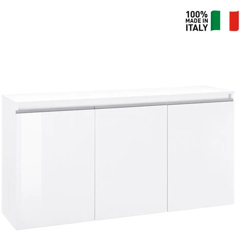 AHD AMAZING HOME DESIGN Buffet 3 Portes 150cm Blanc Brillant Entrée Salon Magic Lawe 2 AHD AMAZING HOME DESIGN Buffet 3 Portes 150cm Blanc Brillant Entrée Salon Magic Lawe – Image 2
