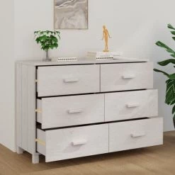 Buffet 113x40x80 Cm Bois Massif De Pin Blanc VidaXL 7 Buffet 113x40x80 Cm Bois Massif De Pin Blanc VidaXL -Buffet et enfilade Soldes 56138493 3