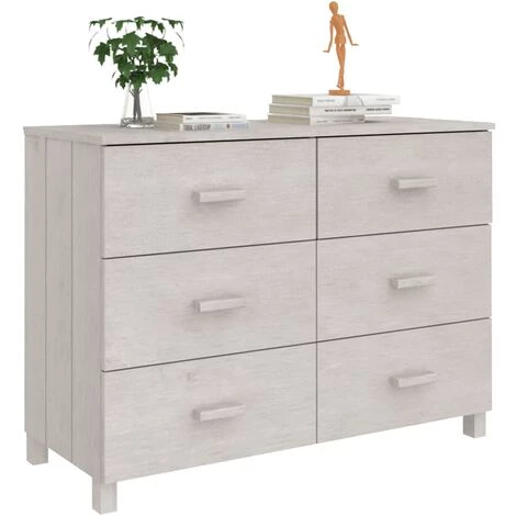 Buffet 113x40x80 Cm Bois Massif De Pin Blanc VidaXL 4 Buffet 113x40x80 Cm Bois Massif De Pin Blanc VidaXL – Image 4