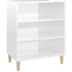 INLIFE Buffet Blanc Brillant 57x35x70 Cm Aggloméré
