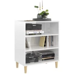 INLIFE Buffet Blanc Brillant 57x35x70 Cm Aggloméré 7 INLIFE Buffet Blanc Brillant 57x35x70 Cm Aggloméré -Buffet et enfilade Soldes 56253346 3