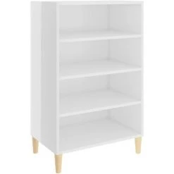 INLIFE Buffet Blanc Brillant 57x35x90 Cm Aggloméré