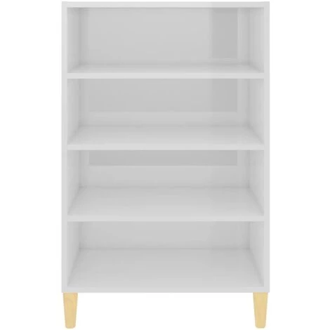 INLIFE Buffet Blanc Brillant 57x35x90 Cm Aggloméré 4 INLIFE Buffet Blanc Brillant 57x35x90 Cm Aggloméré – Image 4