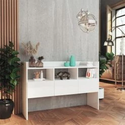 INLIFE Buffet Blanc Brillant 105x30x70 Cm Aggloméré 7 INLIFE Buffet Blanc Brillant 105x30x70 Cm Aggloméré -Buffet et enfilade Soldes 56253883 3