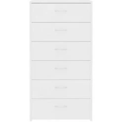 INLIFE Buffet Avec 6 Tiroirs Blanc 50x34x96 Cm Aggloméré -Buffet et enfilade Soldes 56254109 4