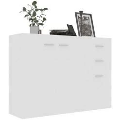 INLIFE Buffet Blanc 105x30x75 Cm Aggloméré 7 INLIFE Buffet Blanc 105x30x75 Cm Aggloméré -Buffet et enfilade Soldes 56254133 3