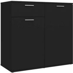 INLIFE Buffet Noir 80x36x75 Cm Aggloméré -Buffet et enfilade Soldes 56254153 2
