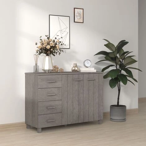Buffet 113x40x80 Cm Bois Massif De Pin Gris Clair VidaXL 1 Buffet 113x40x80 Cm Bois Massif De Pin Gris Clair VidaXL