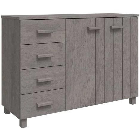 Buffet 113x40x80 Cm Bois Massif De Pin Gris Clair VidaXL 2 Buffet 113x40x80 Cm Bois Massif De Pin Gris Clair VidaXL – Image 2