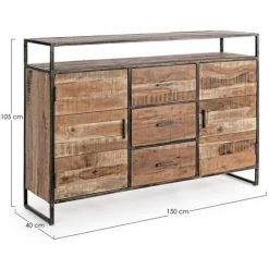 WEBMARKETPOINT Buffet 2 Portes 3 Tiroirs Elmer En Bois Mélaminé 5 WEBMARKETPOINT Buffet 2 Portes 3 Tiroirs Elmer En Bois Mélaminé -Buffet et enfilade Soldes 56409618 2