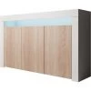 DESIGN AMEUBLEMENT Buffet Bahut 3 Portes LED | 155 X 91,5 X 37cm | Couleur Blanc Et Sonoma Finition Mat | Meuble De Rangement | Modèle RIALTA - Sonoma/White