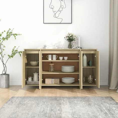 YOUTHUP Buffet Chêne Sonoma 135x41x75 Cm Aggloméré - Beige 3 YOUTHUP Buffet Chêne Sonoma 135x41x75 Cm Aggloméré - Beige – Image 3