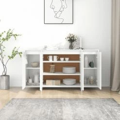 YOUTHUP Buffet Blanc 135x41x75 Cm Aggloméré - Blanc 7 YOUTHUP Buffet Blanc 135x41x75 Cm Aggloméré - Blanc -Buffet et enfilade Soldes 56549338 3