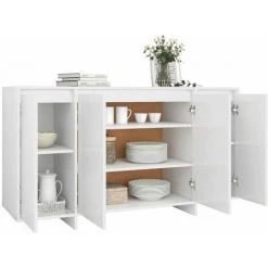 YOUTHUP Buffet Blanc 135x41x75 Cm Aggloméré - Blanc 8 YOUTHUP Buffet Blanc 135x41x75 Cm Aggloméré - Blanc -Buffet et enfilade Soldes 56549338 4
